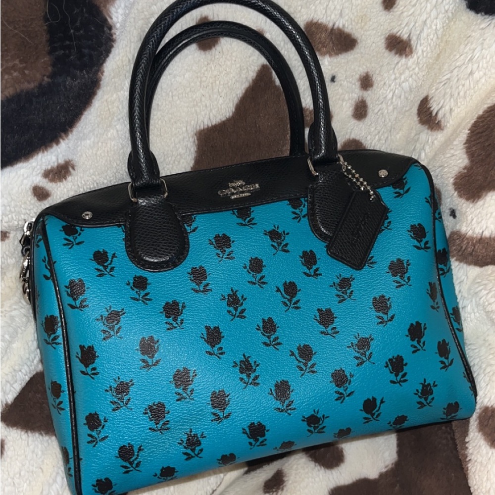 Coach teal flower badlands purse